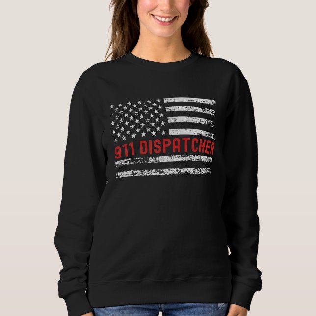 Sweatshirt 911 Dispatcher USA Flag Profession Retro Job Title (Devant)