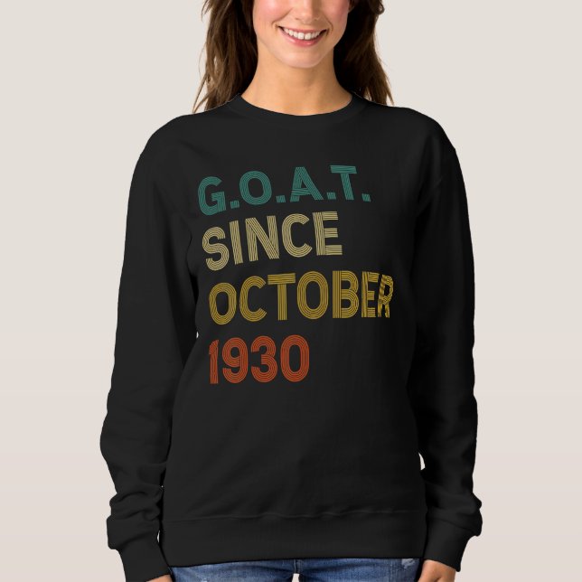 Sweatshirt 92e anniversaire 92 ans chèvre depuis octobre 1930 (Devant)