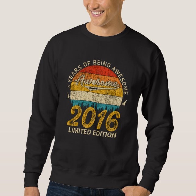 Sweatshirt 9 Ans 2016 Retro Awesome 9e anniversaire Cadeau (Devant)