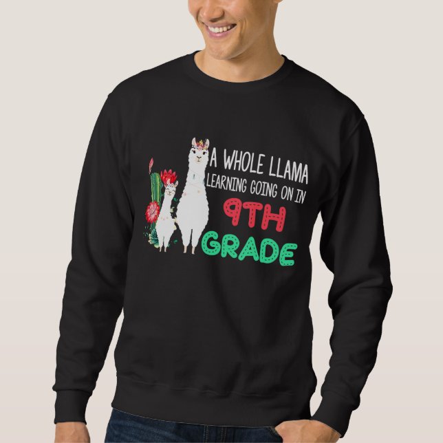 Sweatshirt 9e année Llama Cactus élève de retour à l'école (Devant)