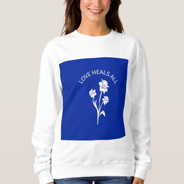 Sweatshirt à accent bleu royal "L'amour guérit tou (Devant)