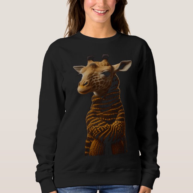 Sweatshirt A Baby Giraffe With Knitted Graphic Men Women Boys (Devant)
