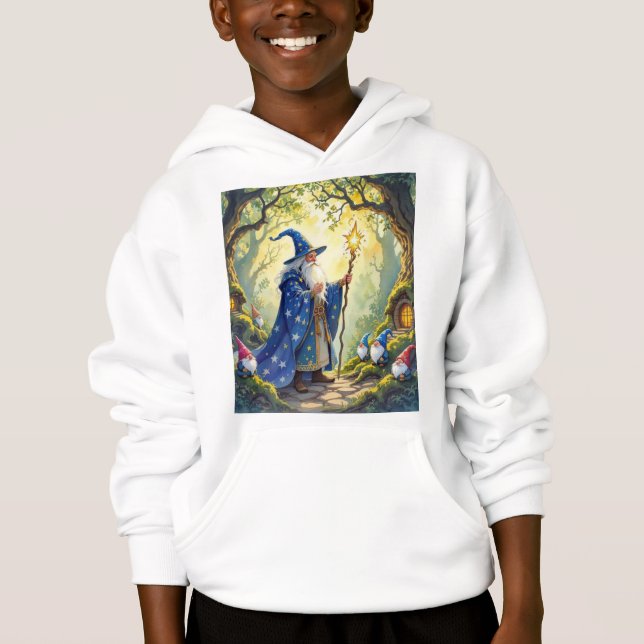 Sweatshirt à capuche Merlin et gnomes (Devant)