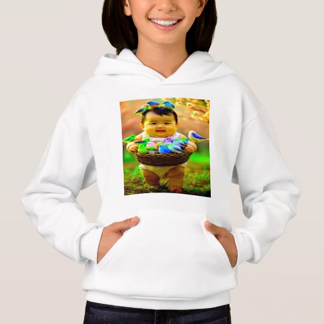 Sweatshirt à capuche pour fille avec design numéri (Devant)