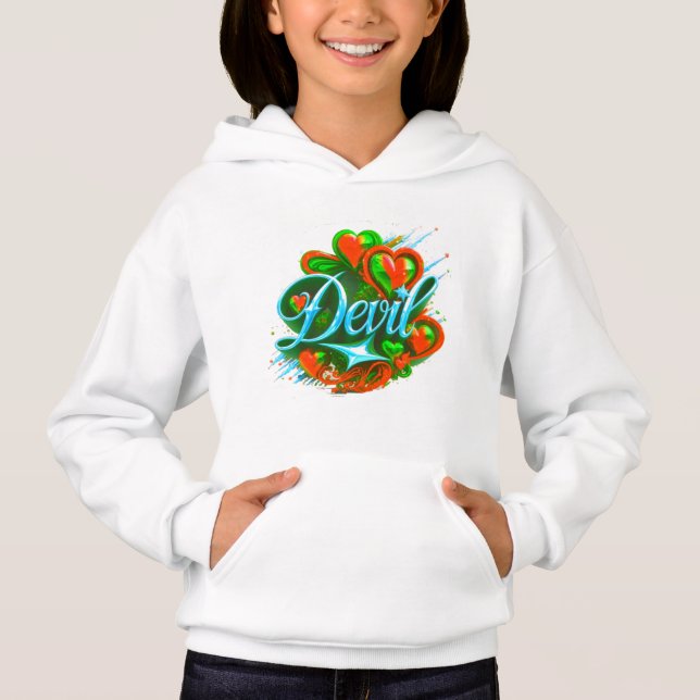 Sweatshirt à capuche pour fille avec design numéri (Devant)