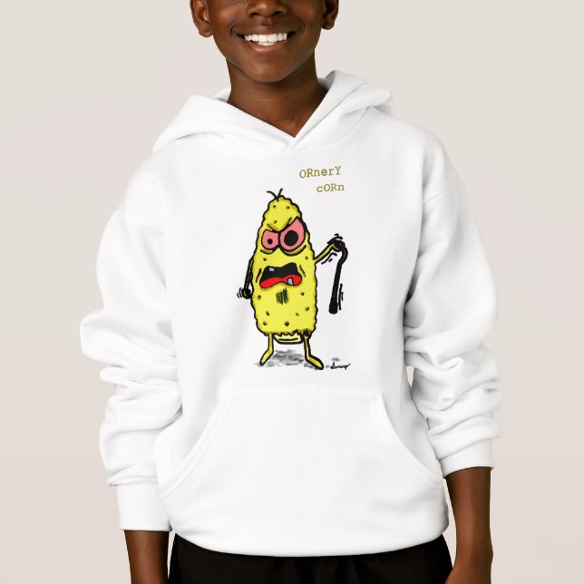 Sweatshirt à capuchon pour enfants de maïs Ornery (Devant)