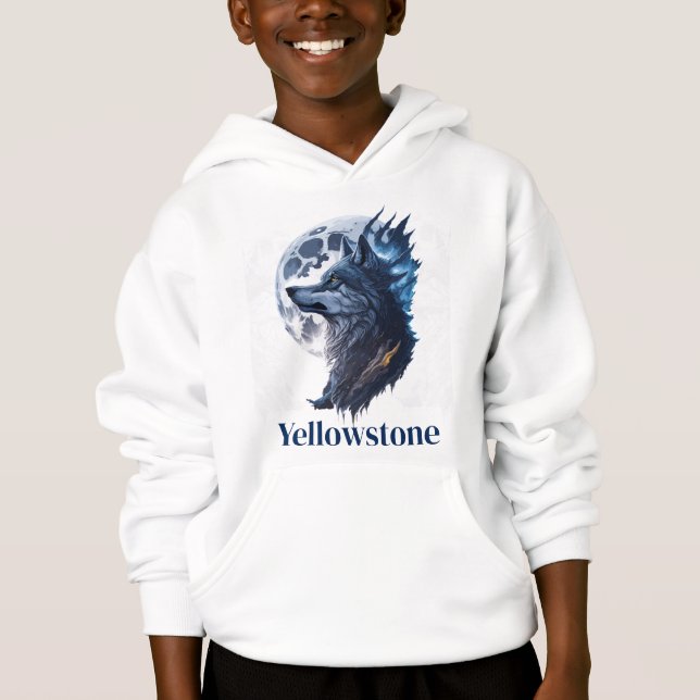 Sweatshirt à capuchon supérieur du garçon Wolf Yel (Devant)