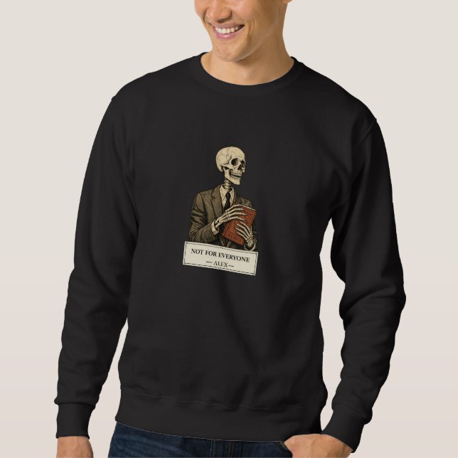 Sweatshirt à col rond graphique squelette noir pou (Devant)