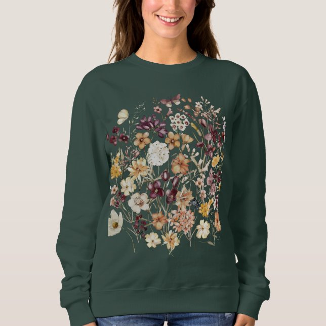 Sweatshirt à col rond vert pour femmes – Confortab (Devant)