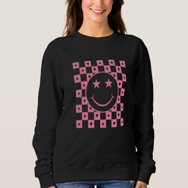 Sweatshirt à damiers visage souriant (Devant)