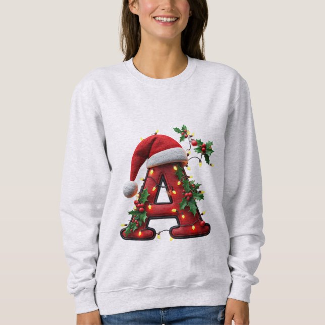 Sweatshirt A festif décoré de Noël lettre rouge A (Devant)