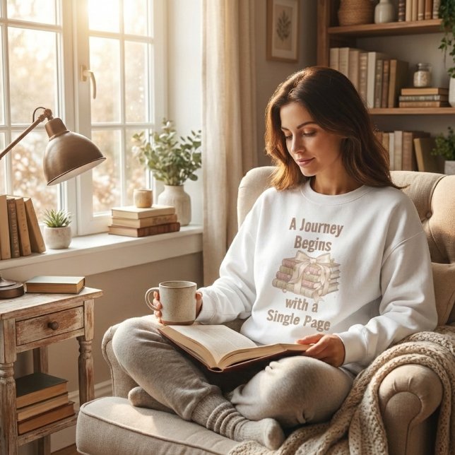 Sweatshirt A Journey Begins with a Single Page: Book Lover (Créateur téléchargé)