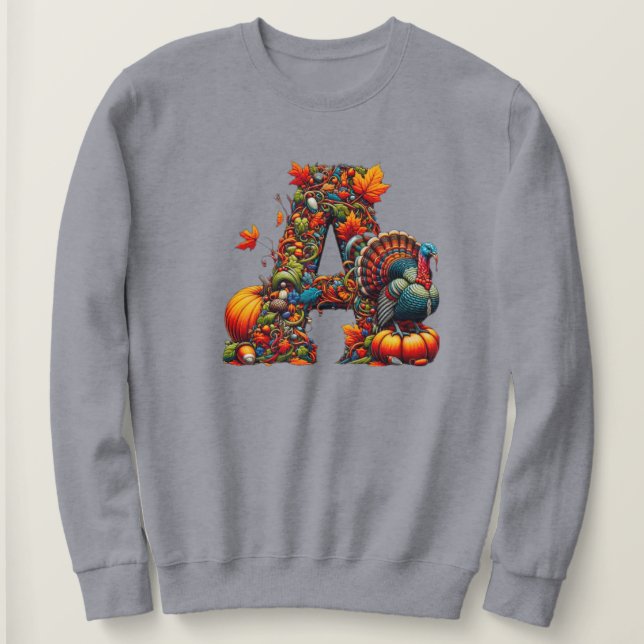 Sweatshirt A letter A in Thanksgiving style (Design devant)