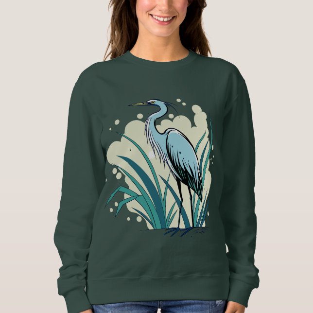 Sweatshirt A Majestic Blue Heron Stands Tall In A Vibrant Nat (Devant)