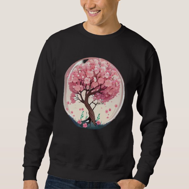 Sweatshirt A Symbolic and Meaningful Pink Cherry Blossom Tree (Devant)