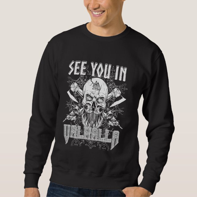 Sweatshirt À Valhalla Viking King Skull Portrait Rav (Devant)