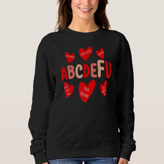 Sweatshirt ABC DE FU Heart Printing Valentine Day Love (Devant)