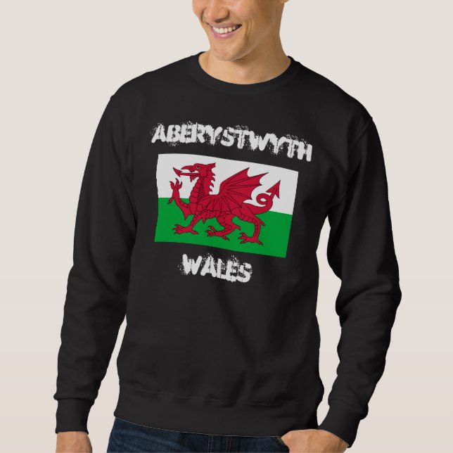 Sweatshirt Aberystwyth, Pays de Galles avec drapeau gallois (Devant)