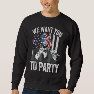 Sweatshirt Abraham Lincoln 4th Of July Men American USA Flag