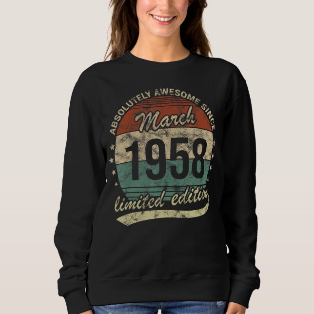 Sweatshirt Absolument Génial Depuis Mars 1958 Homme Femme Bir (Devant)