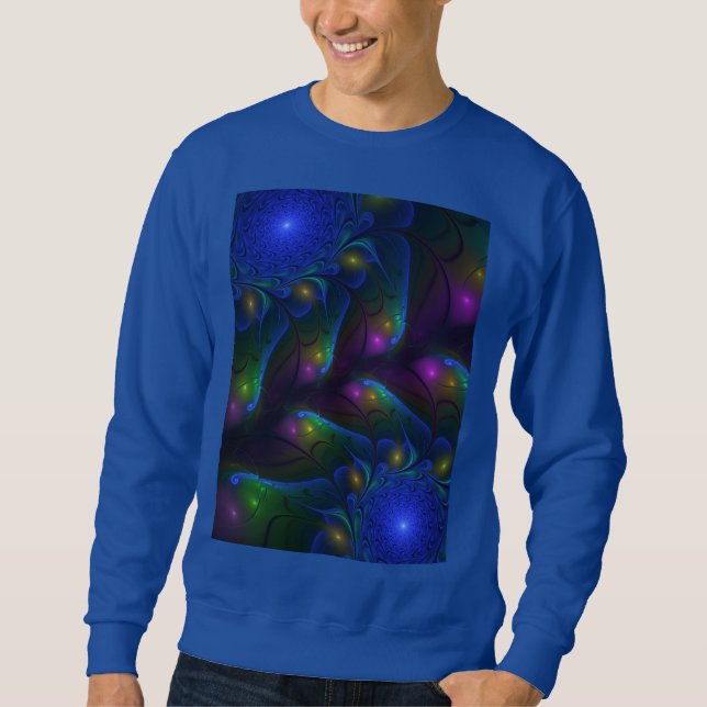 Sweatshirt Abstrait Moderne Trippy Fractal Lumineux Coloré (Devant)