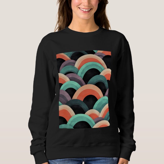 Sweatshirt Abstrait Rainbow Waves Design moderne Art (Devant)