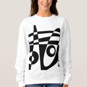 Sweatshirt Abstrait Surfing Blanc Black Check