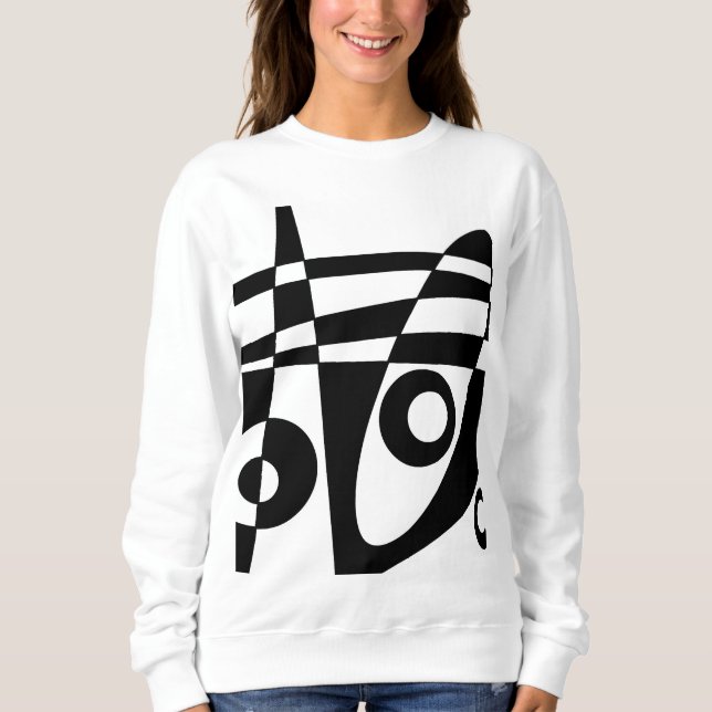 Sweatshirt Abstrait Surfing Blanc Black Check (Devant)