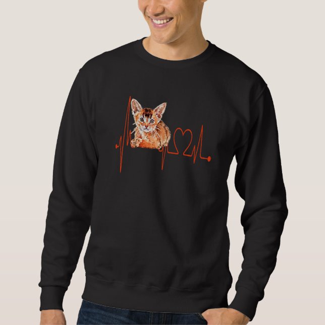 Sweatshirt Abyssinian Cat Heartbeat EKG  I Love My Aby Cat (Devant)