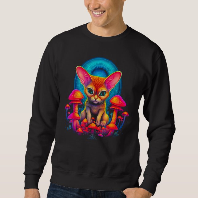 Sweatshirt Abyssinian Cat Psychedelic Mushroom (Devant)