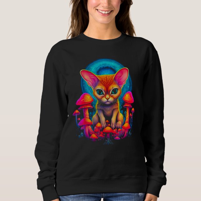 Sweatshirt Abyssinian Cat Psychedelic Mushroom (Devant)