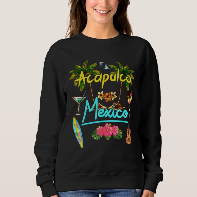 Sweatshirt Acapulco Mexico Beach Summer Palm Surf Sun Set Pal (Devant)