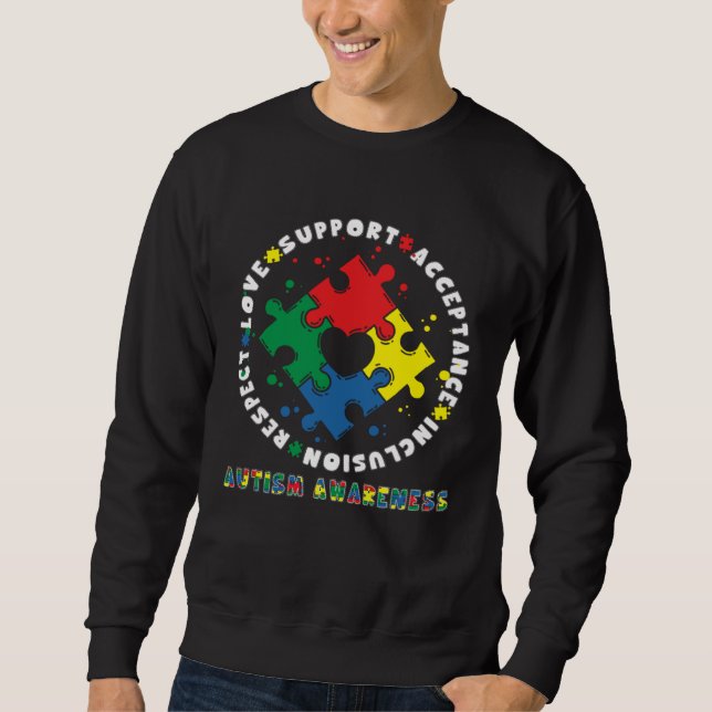 Sweatshirt Acceptance Inclusion Respect Love Support Autism A (Devant)