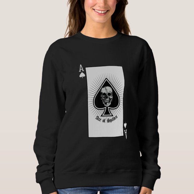 Sweatshirt Ace Of Spades Playing Card With Skeleton Halloween (Devant)