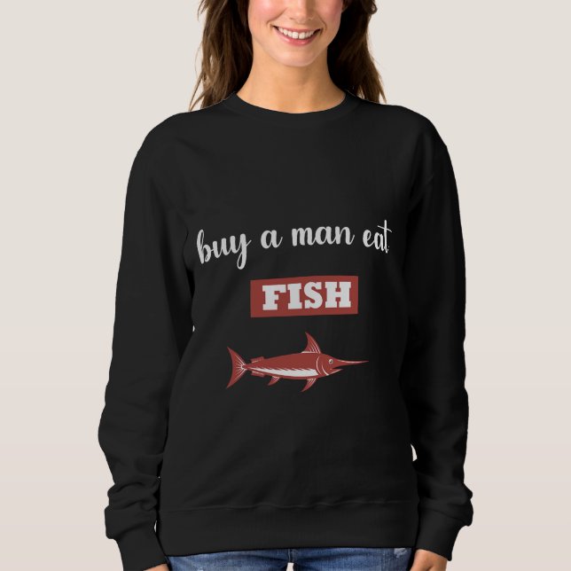 Sweatshirt Acheter Un Homme Mange Poisson Design (Devant)