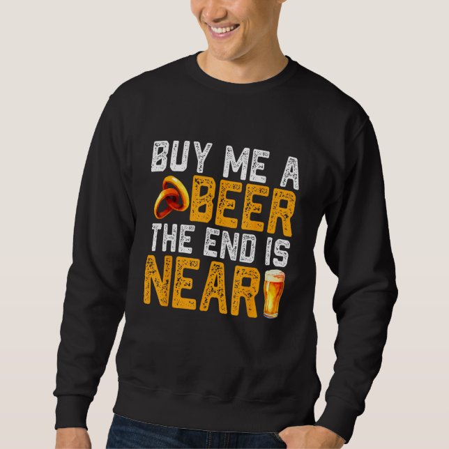 Sweatshirt Achetez-moi une bière drôle de fête de bachelor en (Devant)