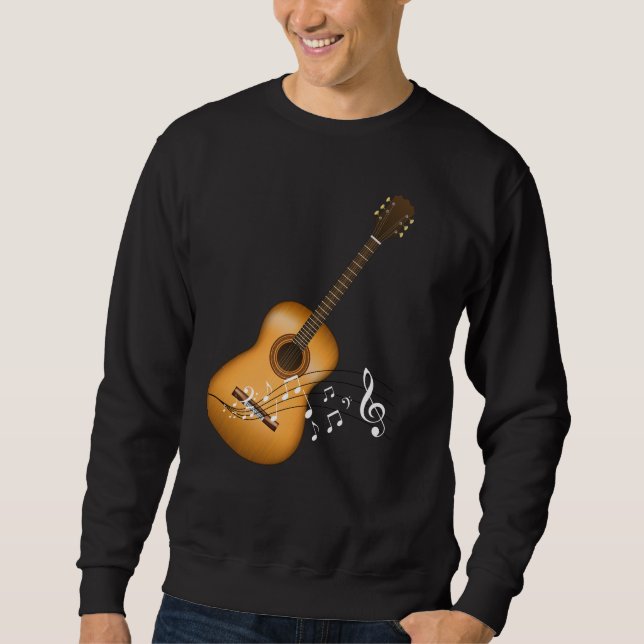 Sweatshirt Acoustic Guitar Player Musical Notes Musicien d'ar (Devant)
