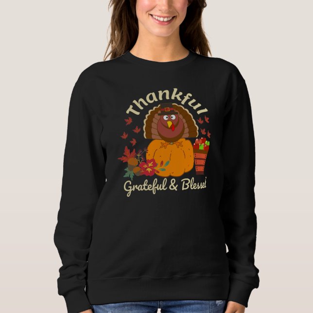 Sweatshirt Action de grâce Dinde reconnaissant   (Devant)