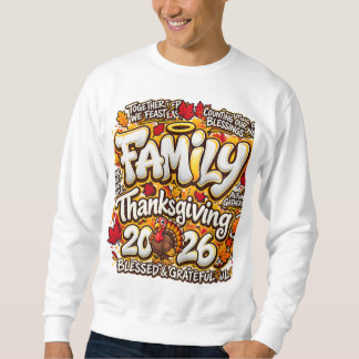 Sweatshirt Action de grâce en famille 2026 Bénis et reconnais