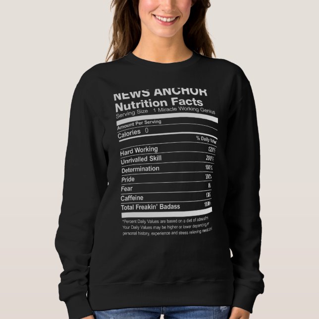 Sweatshirt Actualités Ancre Nutrition Facts Drôle (Devant)