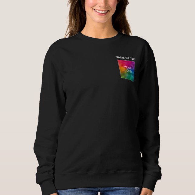 Sweatshirt Add Name or Text Upload Your Logo to Womens Black (Devant)