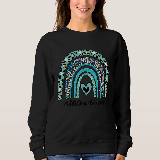Sweatshirt Addiction Recovery Awareness Rainbow Ribbon Blue L (Devant)