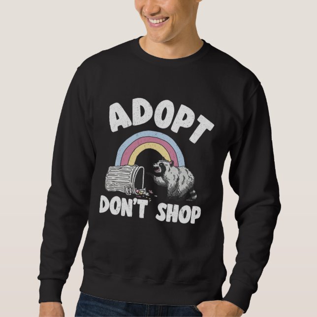 Sweatshirt Adopt Don t Shop Rainbow Raccoon  1 (Devant)