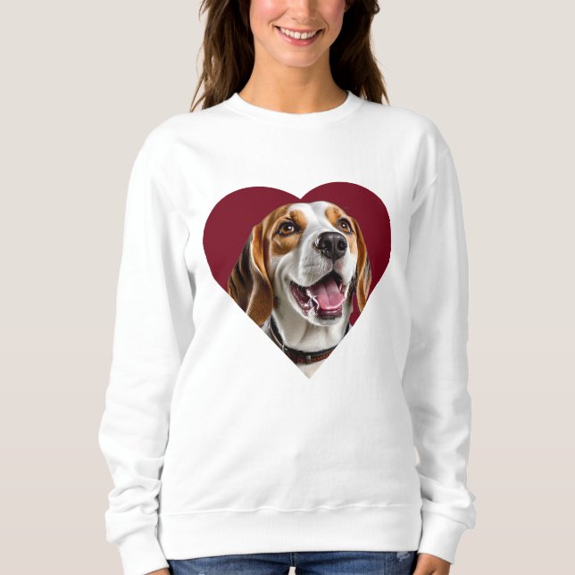 Sweatshirt Adorable Beagle in Heart Shape Design (Devant)