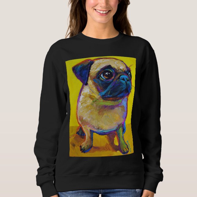 Sweatshirt Adorable Carlin chiot sur T-shirt classique jaune  (Devant)