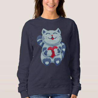 Sweatshirt adorable chat bleu