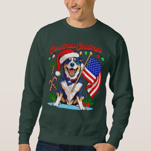 Sweatshirt adorable chien de Noël (Devant)