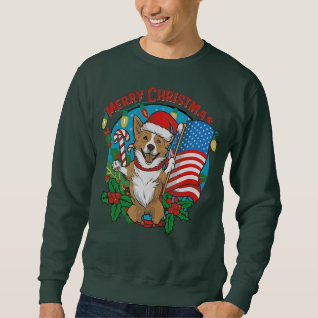 Sweatshirt adorable chien de Noël (Devant)