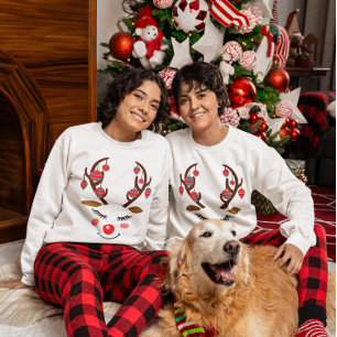 Sweatshirt Adorable Deer Face & Ornements sur Antlers Femmes