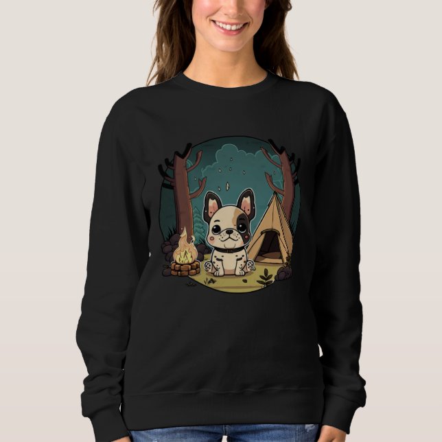 Sweatshirt Adorable Frenchie Enjoying a Camping Trip in the F (Devant)